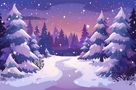 雪覆蓋樹木的冬季森林