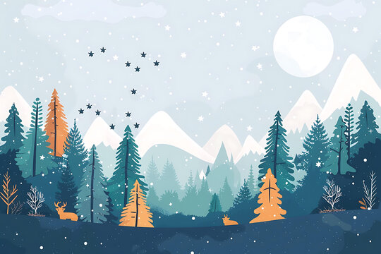 冬季雪景森林景觀