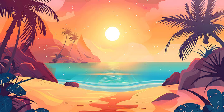 熱帶海灘日落