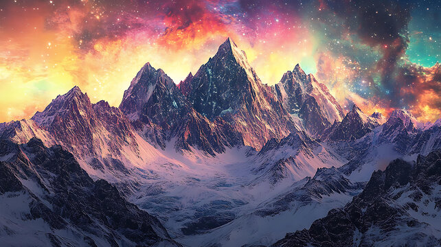 星河之下雄偉山脈