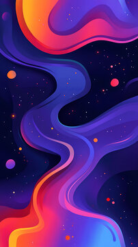 抽象的宇宙背景，彩色漩渦和星星