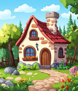 森林中的石頭小屋