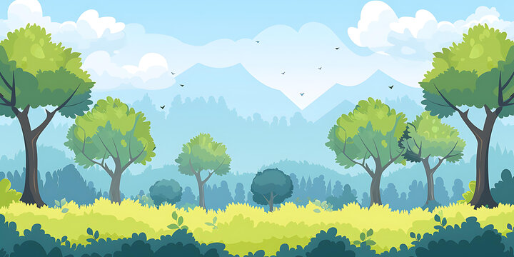 卡通森林山脈風(fēng)景背景