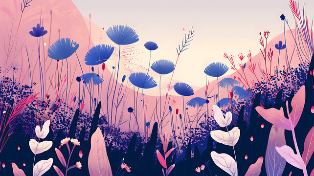 粉藍(lán)花海抽象