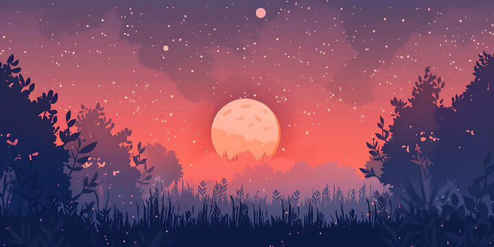 森林夜晚的月亮