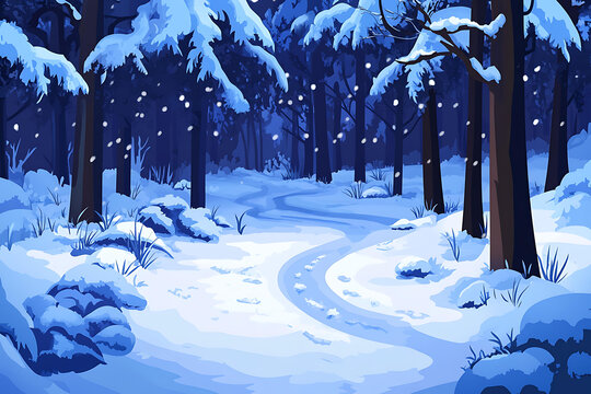 冬季雪景森林小路