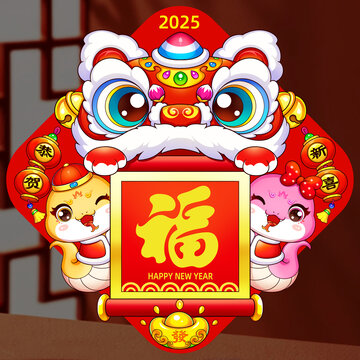 蛇年醒獅玻璃貼