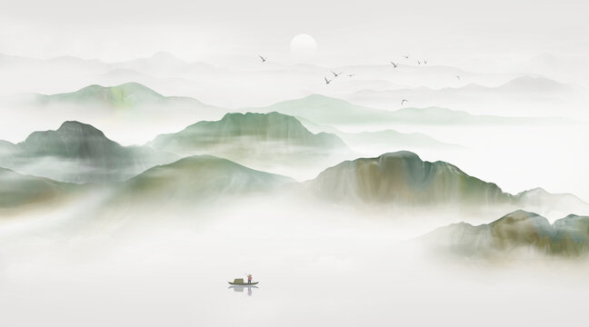 意境中式山水畫