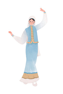 撒拉族人物少數(shù)民族插畫