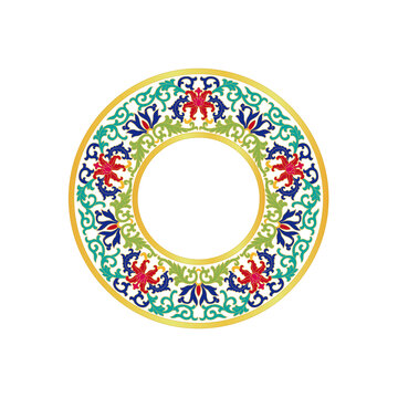 矢量傳統(tǒng)寶相花纏枝圓環(huán)圖案