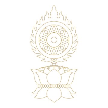 矢量線稿佛教金色法輪圖案