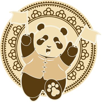 熊貓奔跑矢量插畫