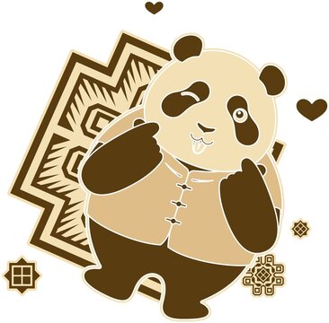熊貓比心矢量插畫