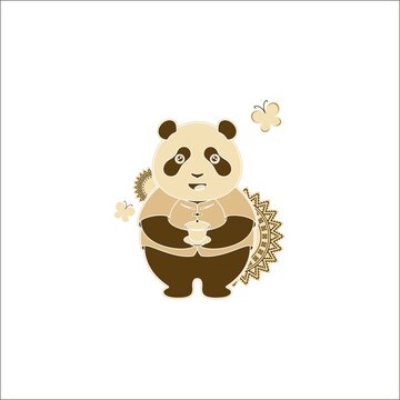 熊貓敬茶矢量插畫(huà)