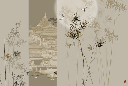 竹子背景墻