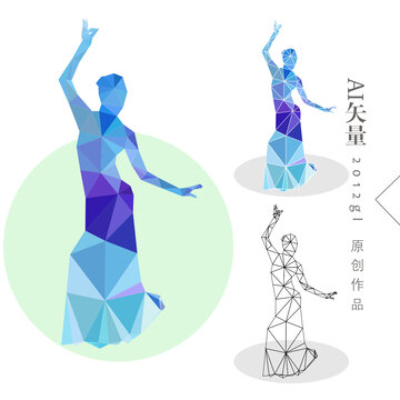 民族舞抽象插畫
