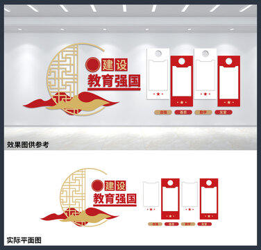 建設(shè)教育強國校園文化背景墻設(shè)計