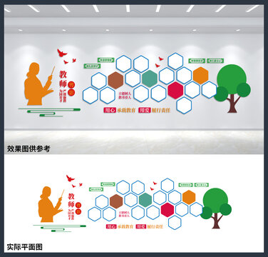 教師剪影校園學(xué)校文化背景墻設(shè)計