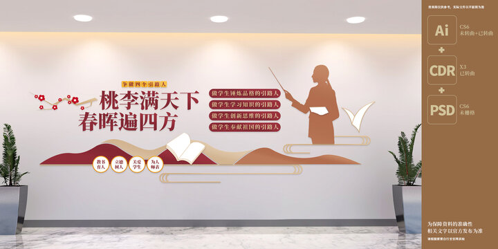 四個(gè)引路人老師文化墻