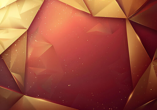 金色幾何圖形與紅色背景
