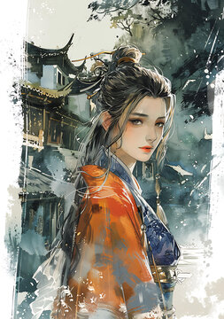 身穿漢服的古代中國(guó)女子