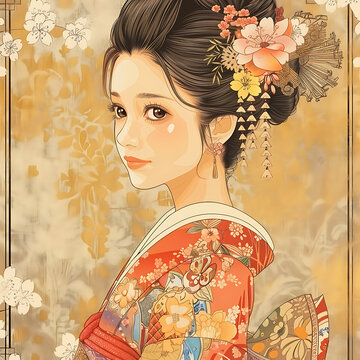 身著傳統(tǒng)和服的日本女性