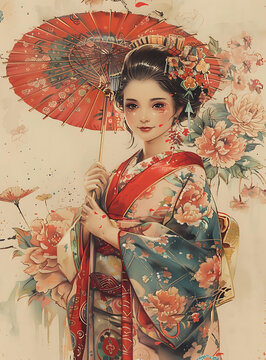 和風(fēng)仕女圖