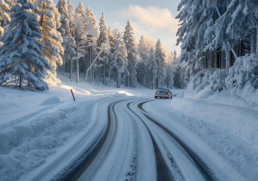 雪地森林公路