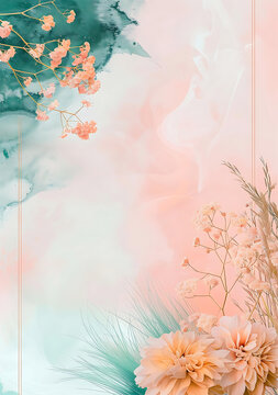 水彩花卉背景粉綠色調(diào)