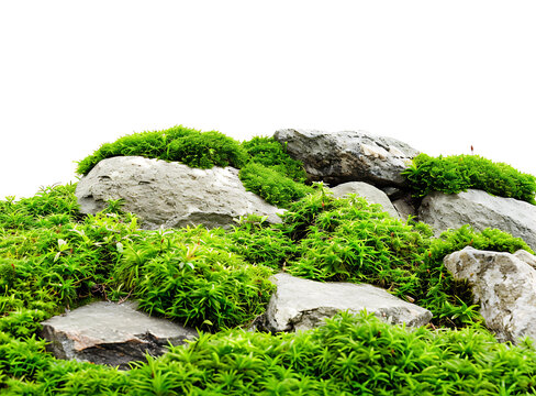 石頭上生長(zhǎng)的綠色苔蘚