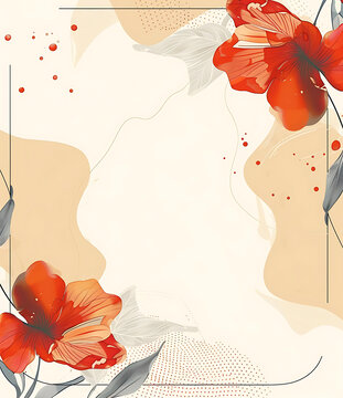 簡(jiǎn)約紅棕色花卉抽象藝術(shù)背景圖案