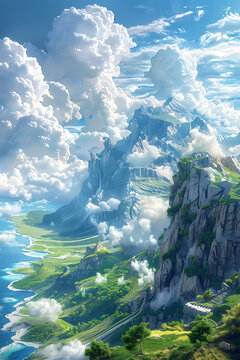 奇幻的漂浮島嶼和山脈