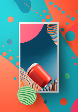 紅色罐子抽象3D圖形設(shè)計