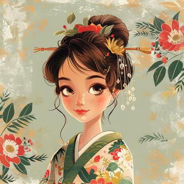 花朵裝飾的美麗亞洲女性