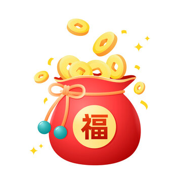 福袋和金幣矢量插畫