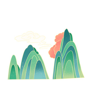 中式國潮山插畫