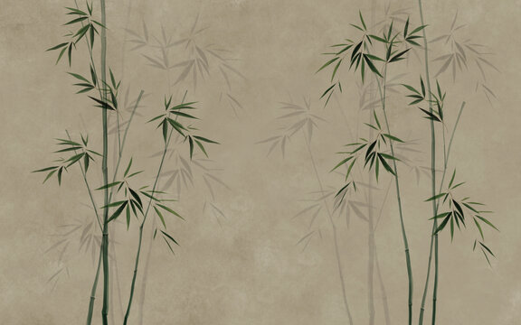 新中式水墨竹子背景