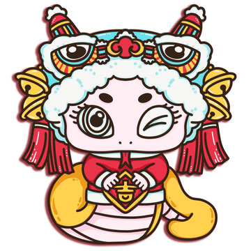 2025蛇年可愛(ài)舞獅大吉大利