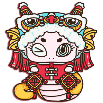 2025蛇年可愛(ài)舞獅平安