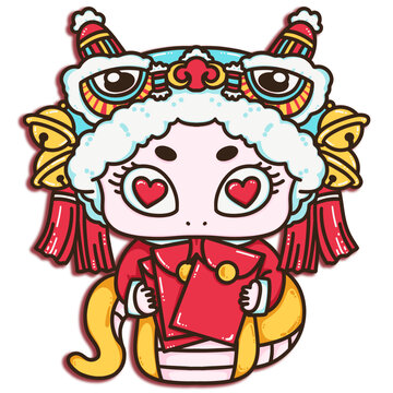 2025蛇年可愛舞獅紅包
