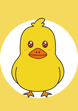 丑萌的小黃鴨矢量插畫