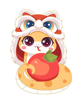 蛇年平安可愛(ài)卡通插畫