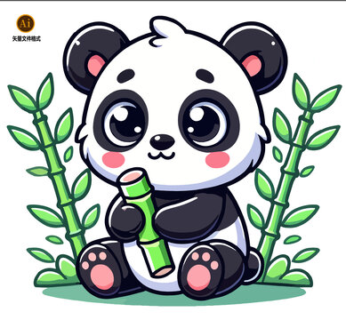 矢量圖愛吃竹筍的熊貓素材