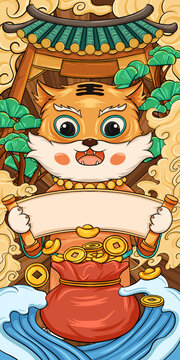 老虎形象國(guó)潮風(fēng)插畫(huà)