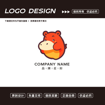 卡通河馬logo標(biāo)志