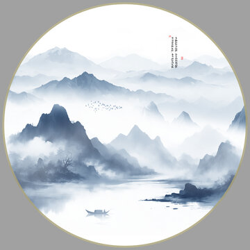 藍(lán)色水墨畫