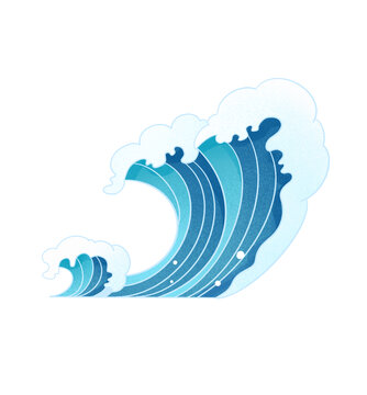 中式波浪海浪浪花插畫