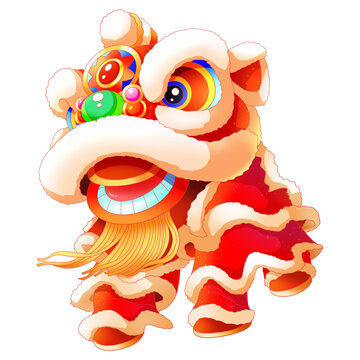 中國風(fēng)新年春節(jié)舞獅醒獅右