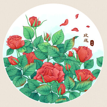 原創(chuàng)手繪水彩風玫瑰插畫