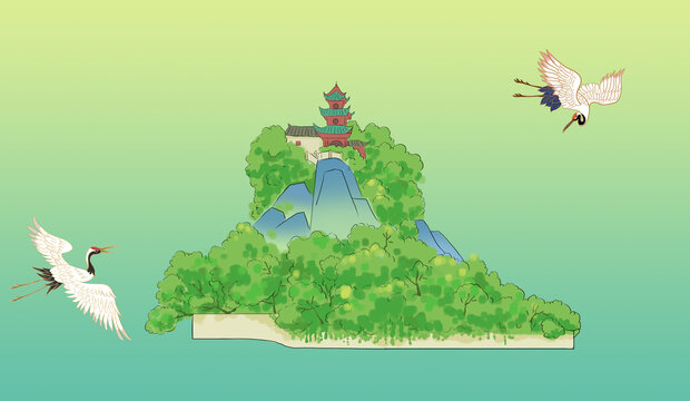 重慶石寶寨手繪插畫